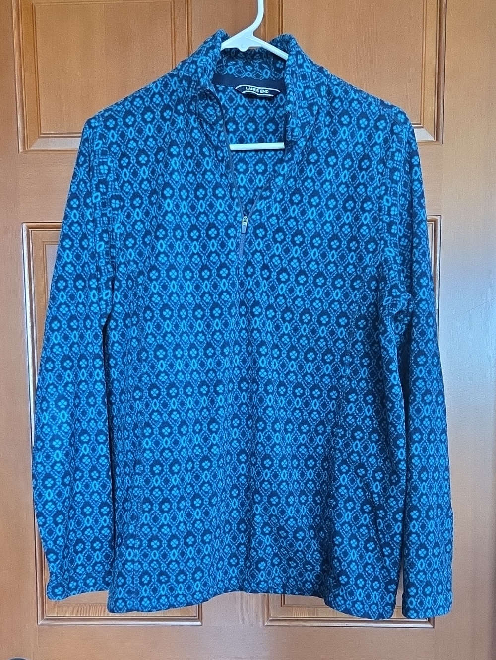 Lands' End Blue Patterned Quarter-Zip Pullover M 10/12 PP20 L27